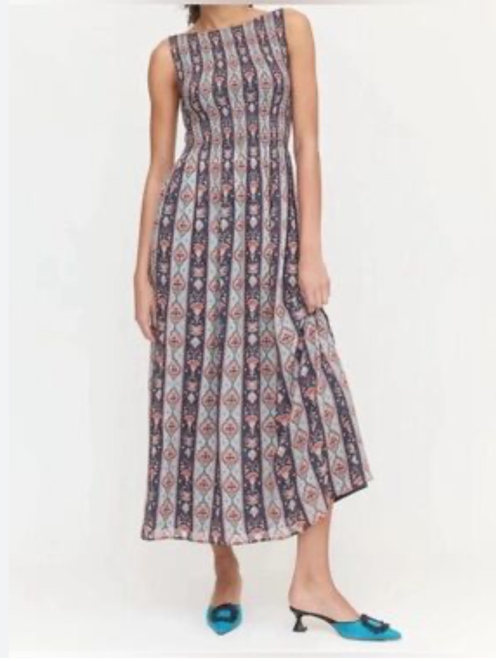 Hill House Cosima Emma Navy Striped Nap Midi Dress